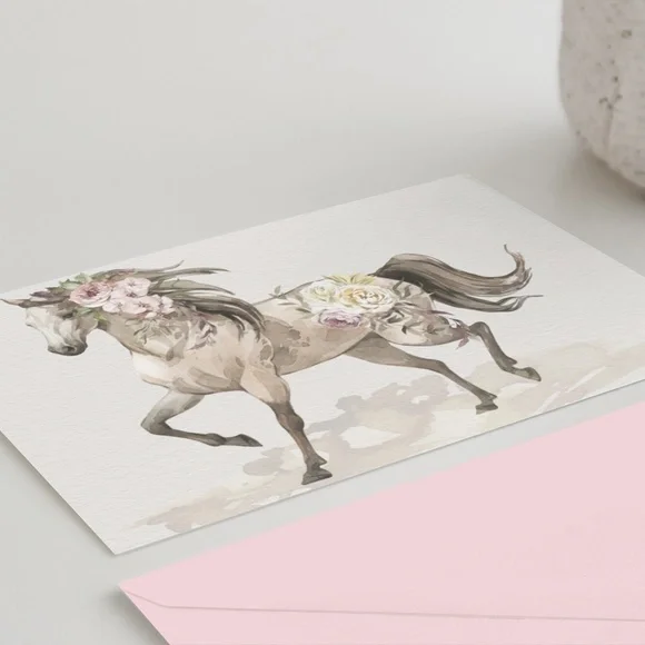 Floral Horse Watercolor Illustration Wall Art Print Poster Unframed - Picture 5 of 17